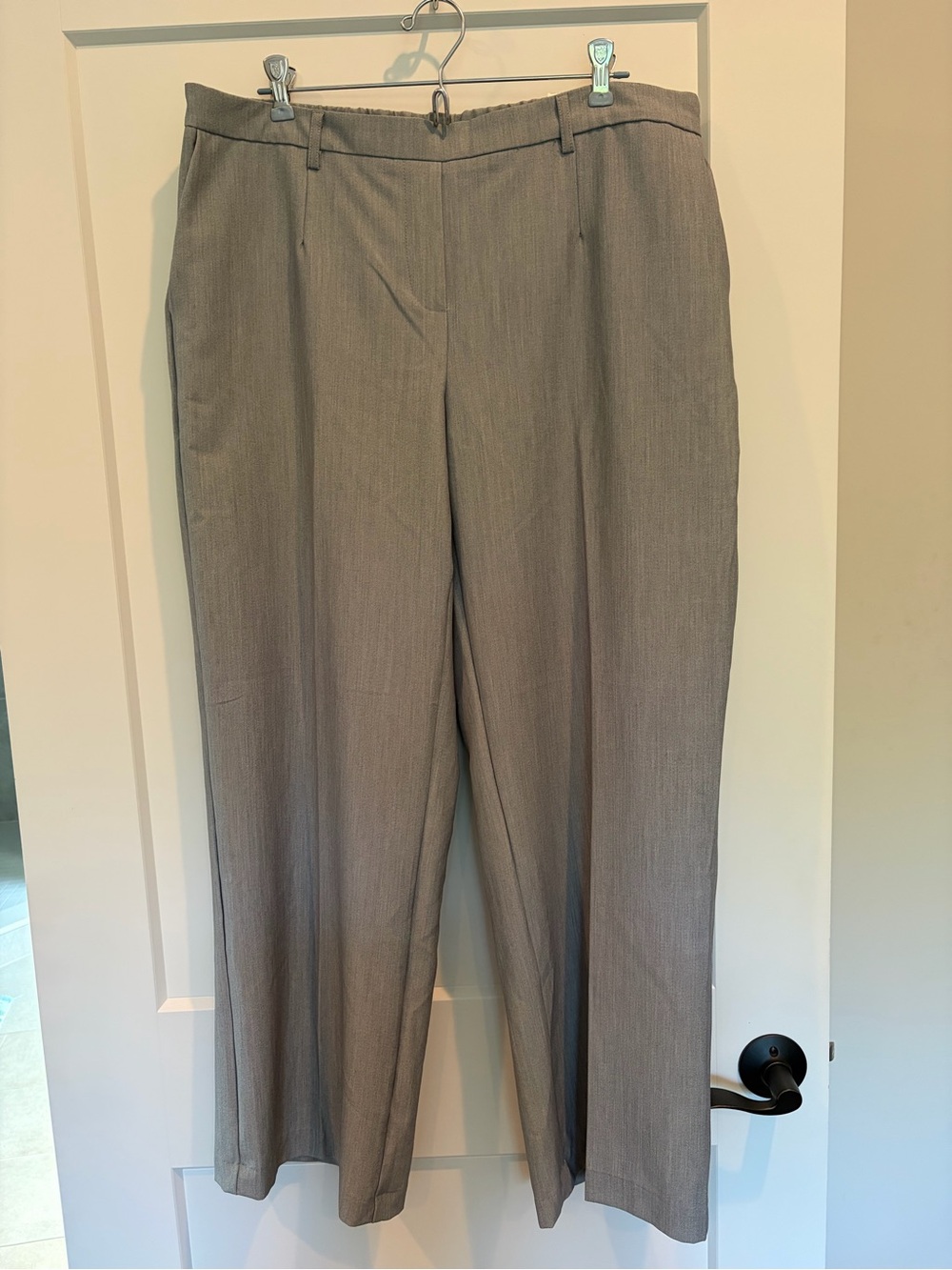 Women's Gray Straight-Leg Dress Pants, Pull On Size L